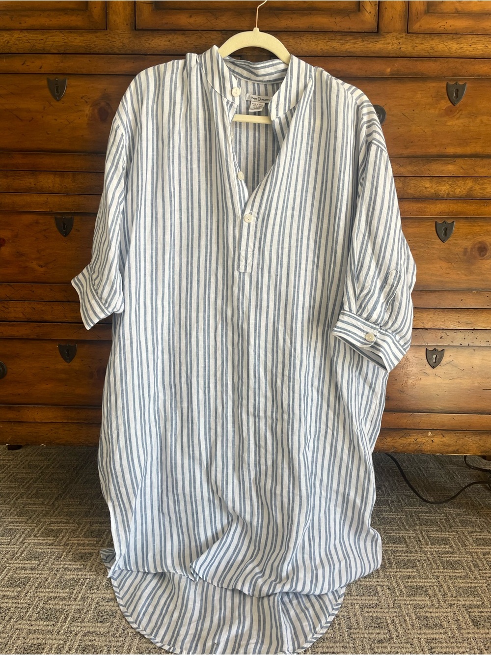 Relaxed Blue & White Striped Women's Tunic Dress